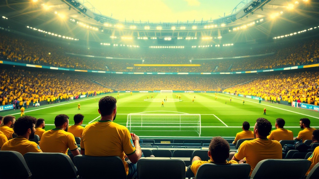 Original Golmetria image about Brazil's World Cup elimination, cinematic AI-generated image; no real photos, no likeness of real people, no club crests.
