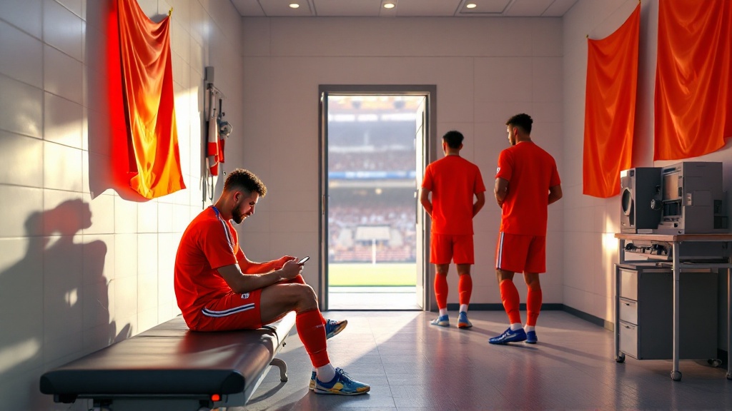 Original Golmetria image about a Brazil World Cup injury, cinematic AI-generated image; no real photos, no resemblance to real people, no club crests.