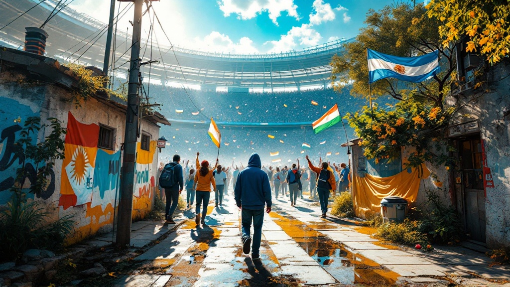 Original Golmetria data graphic about Argentina's World Cup news, in premium data-journalism style; no real photos, no real-person likenesses, no club crests.