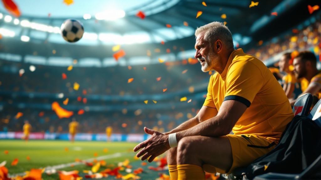 Original Golmetria image about a Brazil injury at the World Cup, cinematic AI-generated image; no real photos, no real person likenesses, and no club crests.
