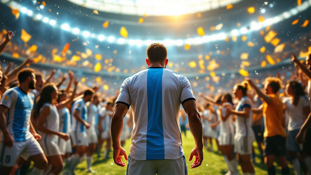 Original Golmetria data graphic about Argentina's World Cup storyline, in premium data-journalism style; no real photos, no real-person likenesses, no club crests.