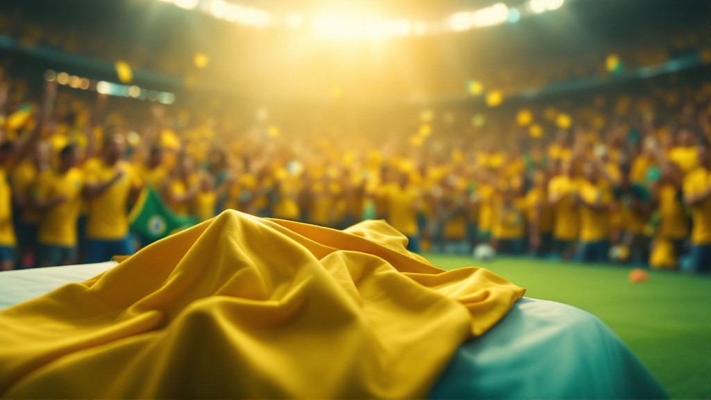 Original Golmetria image about a Brazil injury at the World Cup, cinematic AI-generated image; no real photos, no likeness of real people, and no club crests.