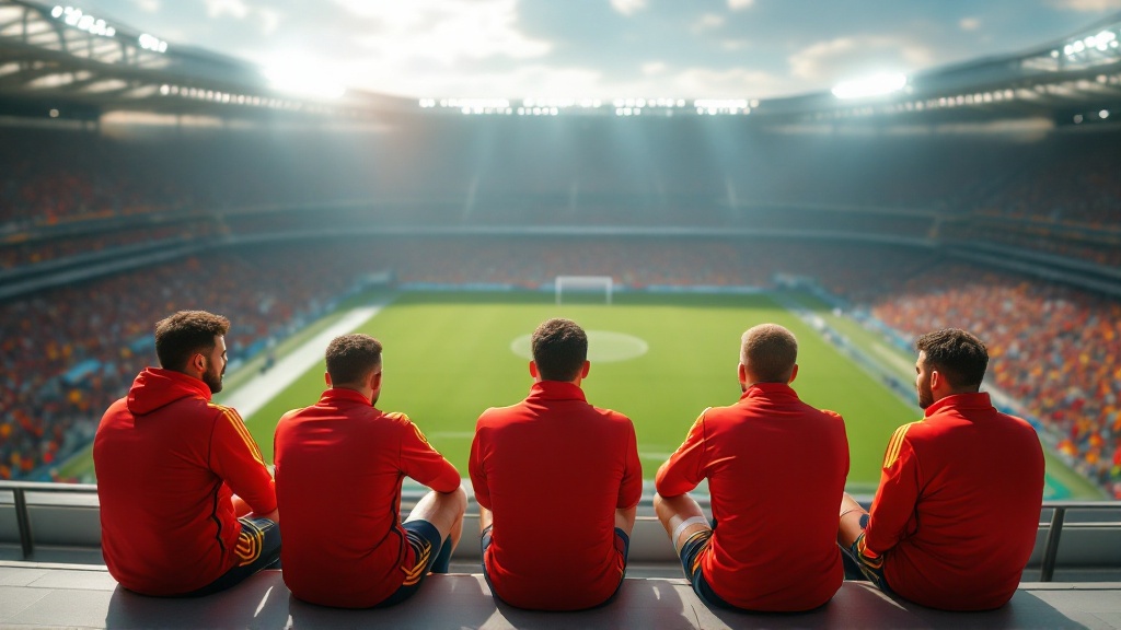 Original Golmetria image about Argentina's injury at the World Cup, cinematic AI-generated image; no real photos, no resemblance to real people, no club crests.