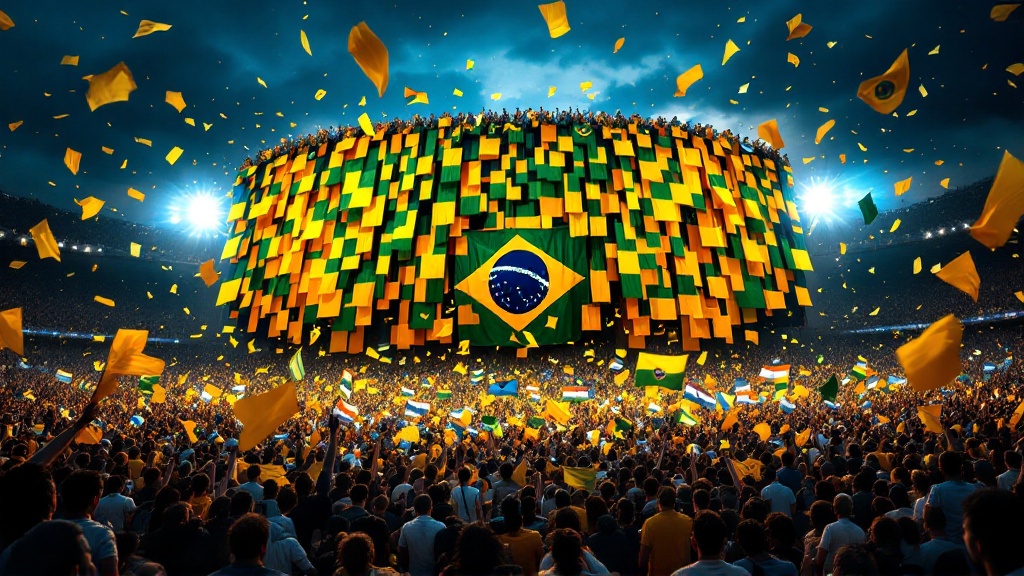 Original Golmetria data graphic on Brazil's World Cup result, in a premium data-journalism style; no real photos, no likeness of real people, no club crests.